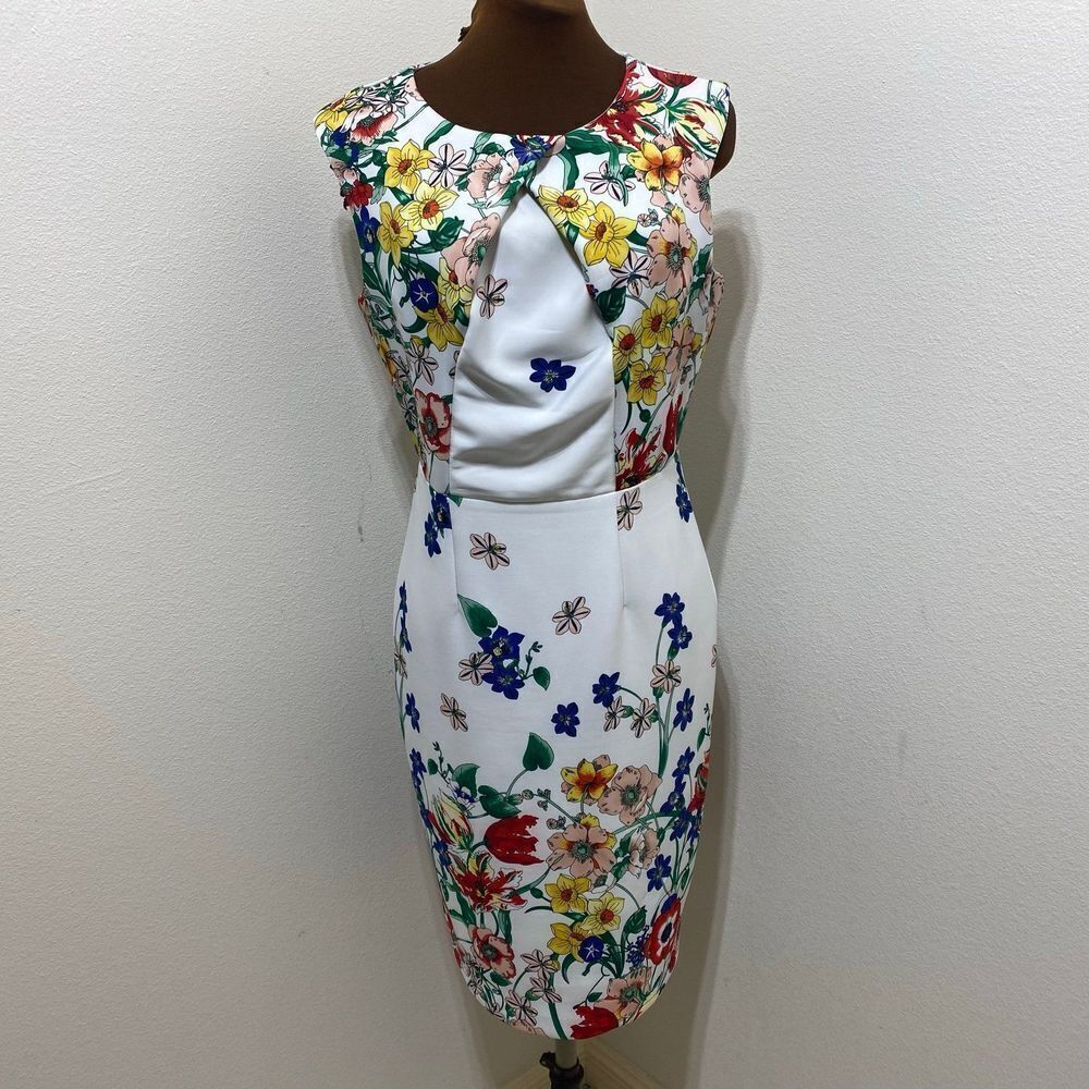 New York & Company 7th Avenue Floral Print Garden Sheath Dress Size Medium Petit